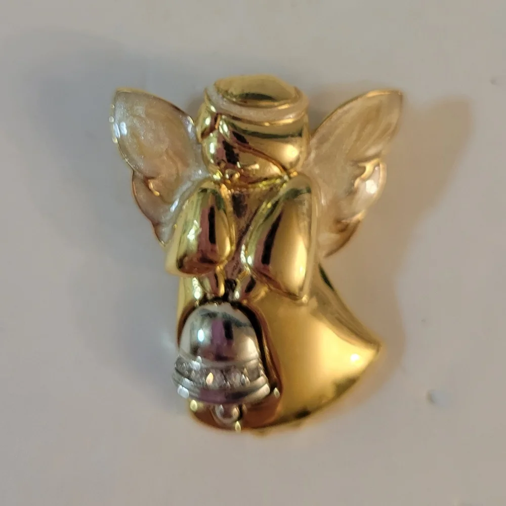 Vintage Enameled Angel Brooch Holiday